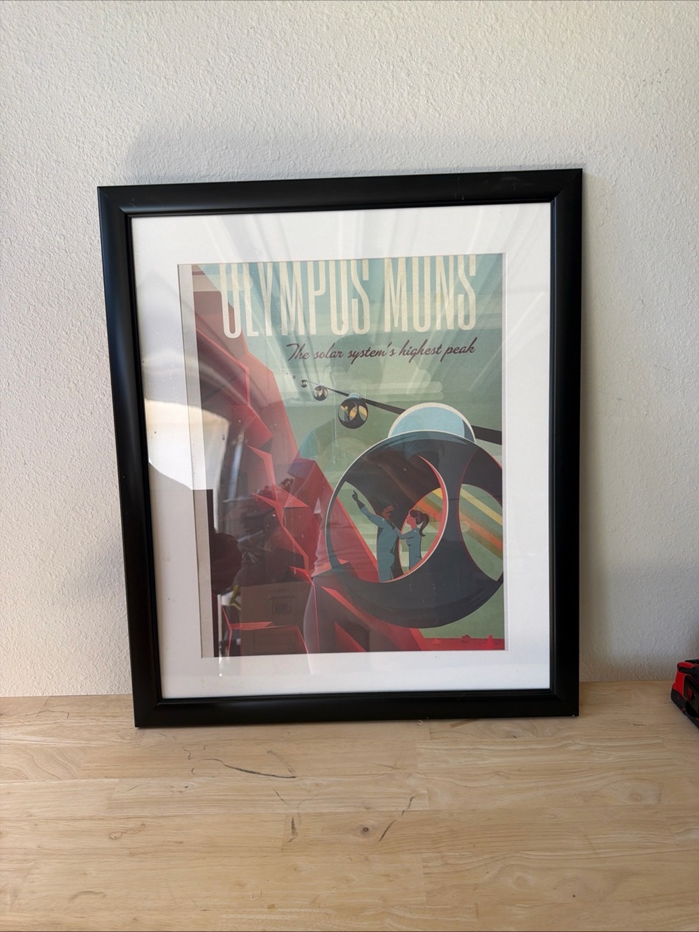 Framed Olympus Mons Retro Space Art Print - Black Frame